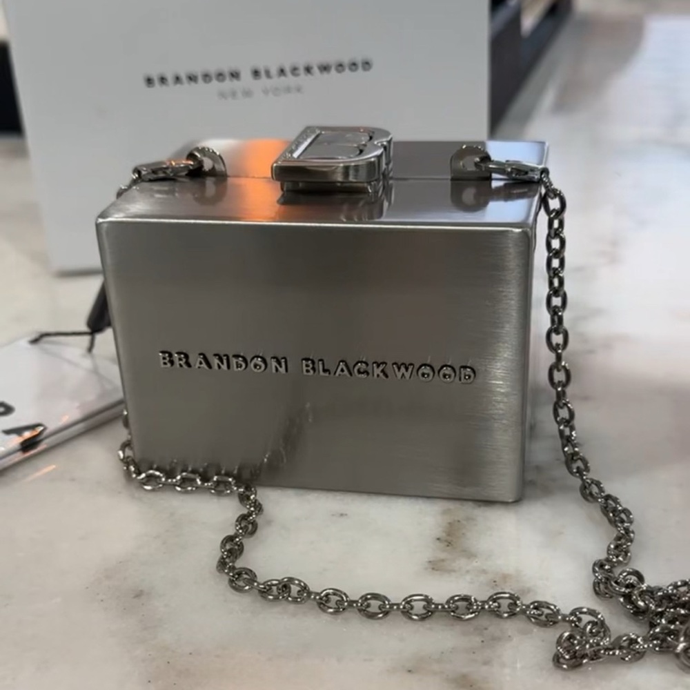 Brandon Blackwood Metallic Box Clutch